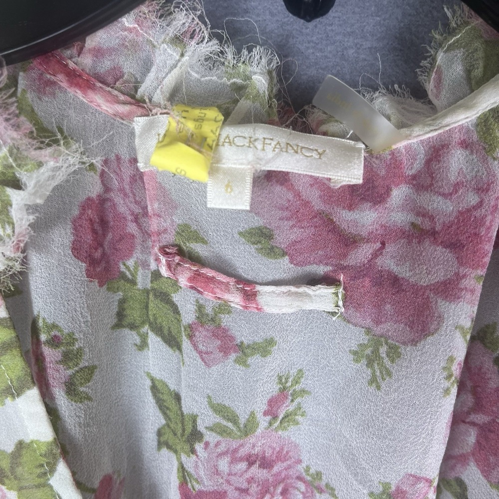 Love Shack Fancy Floral Arlo Mini Dress 100% Silk Sz 6 Patchwork - Picture 3 of 7